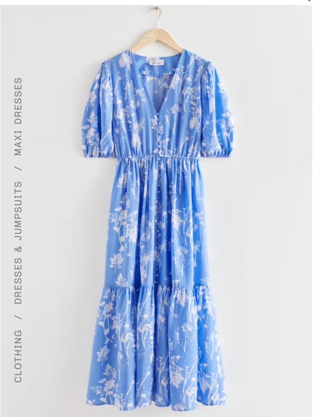 & Other Stories Floral Puff Sleeve Maxi Dress